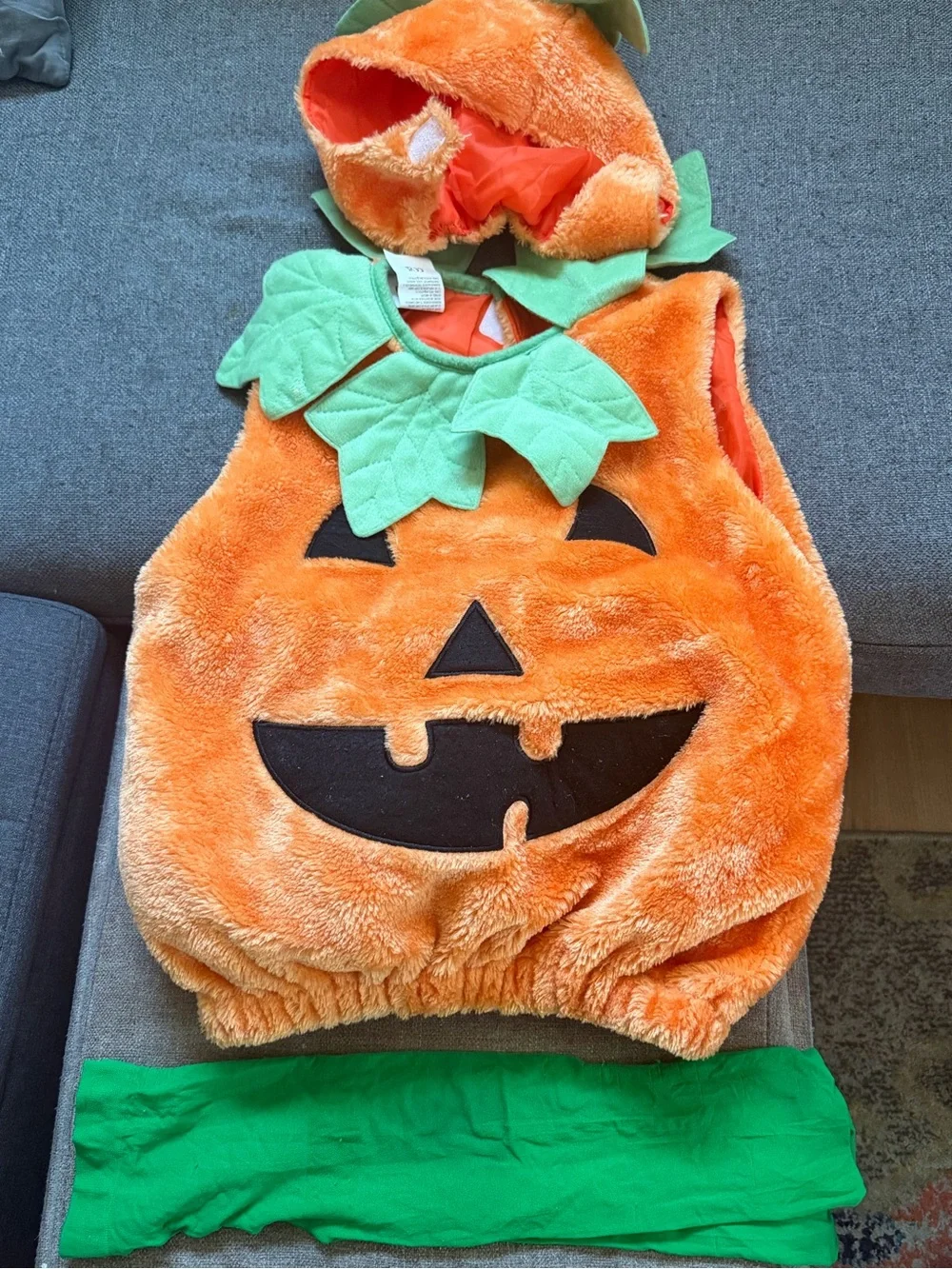 Kids Pumpkin Costume - Orange and Green Jack-O'-Lantern Outfit